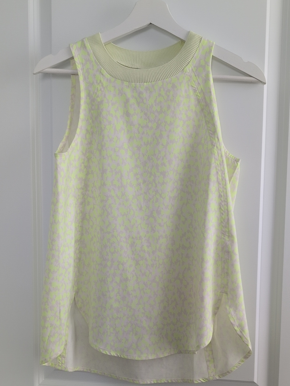 Athleta Neon Lemon & Greige Leopard Print Featherweight Sleeveless Tank